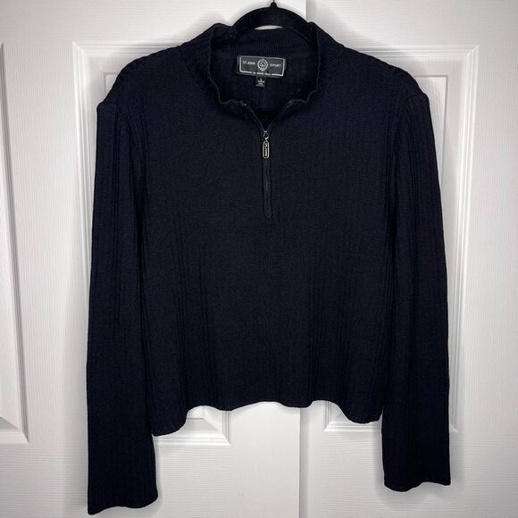 St John Sport By Marie Gray 1/4 Zip Ribbed Knit Sweater Women’s Large Made in US - Picture 1 of 5
